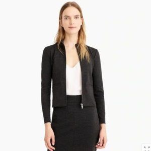 J. Crew 365 Charcoal Grey Stretch Knit Ponte Zip Front Jacket, Petite